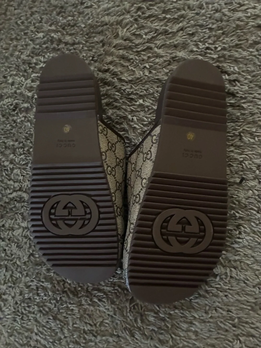 Gucci Beige/Brown GG Canvas Horsebit Slides - Picture 3 of 4